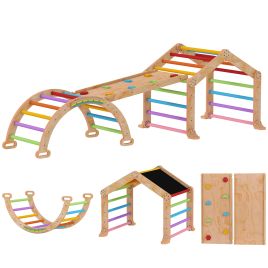 BRALTHOS 9 in 1 Toddler Climbing Frame with Ramp, Slide, Arch, Ladder and Blackboard for 18-48 Months - Multicolour