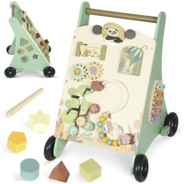 VELLWYNNE Baby Pushchair Along Walker Toy with Speed Control, Xylophone, gears and Bead Maze - Green