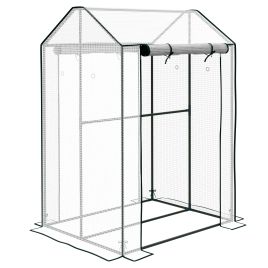 HARNWELL Mini Greenhouse with Roll Up Doors - White