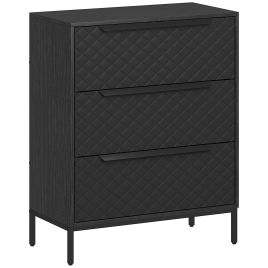INGHURST Black Fabric Chest of Drawers - Medium-sized, 3 Drawers