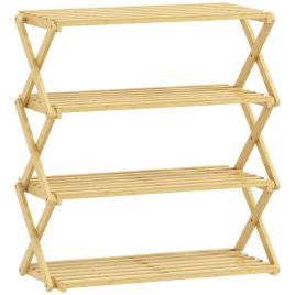 MARDEN 4 Tier Folding Bamboo Shoe Rack - Natural