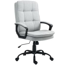 IDMERE Linen Look Padded Office Chair - Grey