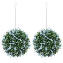 Artificial Plant Topiary Balls Set of 2 - Blue