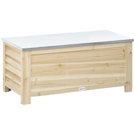 VORIS Wooden Outdoor Storage Box - Light Wood
