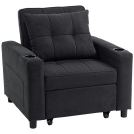 NOVORE Wooden Single Sofa Bed - Black