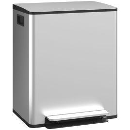 OPMON Metal Dual Compartment Bin - Silver