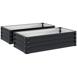 BELIVO Metal Raised Garden Bed Set - Grey