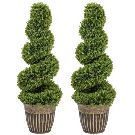 AURHEL PE Artificial Topiary Tree Set - Light Green