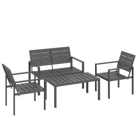 Camwick Dark Grey Metal Sofa Set with 2 Armchairs - 104cm