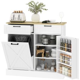 Belena White Sideboard with 2 Drawers, Adjustable Shelves - 100cm