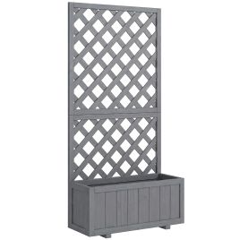 Luxhall Grey Fir Wood Planter with Trellis - 31.5cm