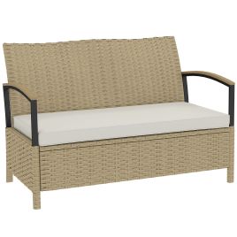 Camwood Khaki PE Rattan Storage Bench - 123cm