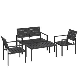 Camwick Black Metal Sofa Set with 2 Armchairs - 104cm