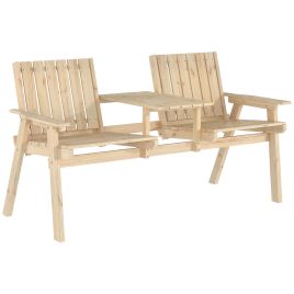 Belloft Natural Fir Wood 2 Loveseat with Table - 152cm