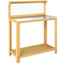 Noreth Yellow Fir Wood Potting Bench Table - 48cm