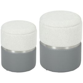 Ashwold Grey Multilayer Board Ottoman with Storage Set of 2 - 36cm