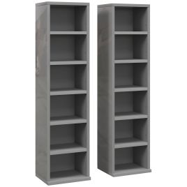 Winheir High Gloss Grey Particle Board Bookcase Set of 2 - 21cm