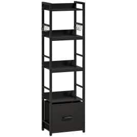 Roswood Black Metal 4 Tier Bookcase - 39cm