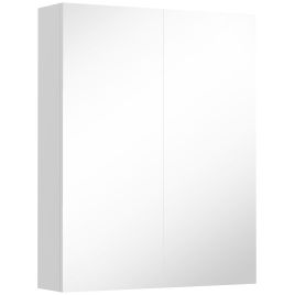 Priloft White Particle Board Bathroom Storage Wall Mirror Cabinet - 60cm