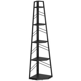 DALVALE Black Metal 5 Tier Bookcase - 36.5cm