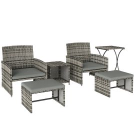 Camheir Light Grey PE Rattan 6 Pieces Garden Furniture Set - 60cm