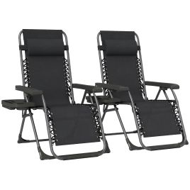 Winbyrn Black Steel Sun Lounger Set of 2 - 63cm