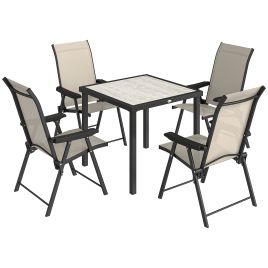 Winwold Brown Fabric Dining Set with Square Table - 80cm