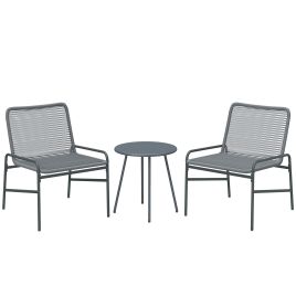 Yormore Dark Grey 3 Pieces Rattan Garden Furniture Set - 58cm