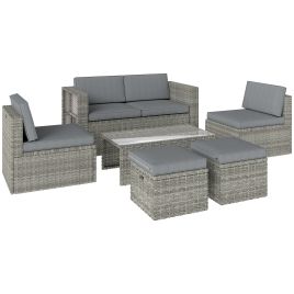 Faidene Mixed Grey PE Rattan 6 Pieces Garden Furniture Set - 135cm