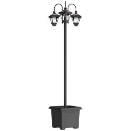 Greis Black Stainless Steel Solar Lamp Post with Sensor Street Light - 52cm