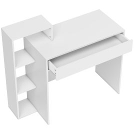 Zeniva White Desk with 3 Open Shelves and Drawer - 100cm
