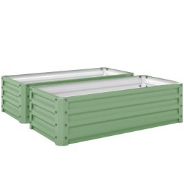 Qualoft Light Green Steel Planter Set of 2 - 50cm