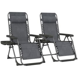 Winbyrn Dark Grey Steel Sun Lounger Set of 2 - 63cm