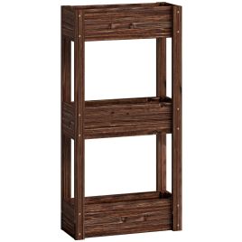 Roslyne Carbonised Fir Wood 3 Tier Raised Planter - 60cm