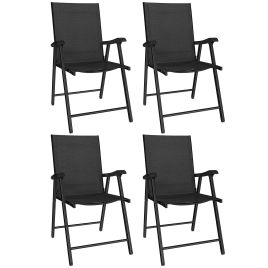 Yorhall Black Steel Folding Chairs Set of 4 - 58cm