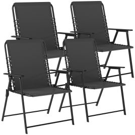 Winvale Black Steel Folding Chairs Set of 4 - 60cm