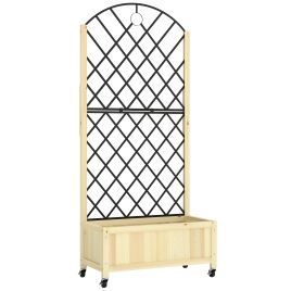 Oakbyrn Natural Fir Wood Garden Bed with Trellis Planter - 72cm
