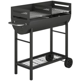 Cavero Black Metal Barbecue Grill with 2 Cooking Areas - 46.5cm