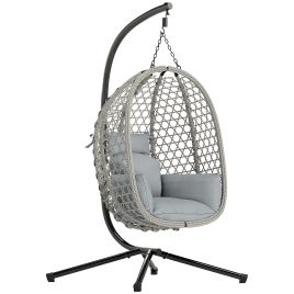 Yorcarr Light Grey PE Rattan Hammock Swing Chair - 105cm