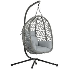 Yorcarr Dark Grey PE Rattan Hammock Swing Chair - 105cm