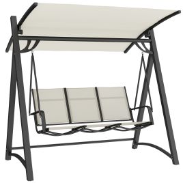 Beldene Cream White Metal 3 Seat Canopy Swing Chair - 188cm