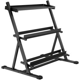 Belune Black Steel 3-Tier Dumbbell Rack - 66cm