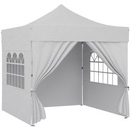 Belmore Silver Grey Metal 3x3m Pop Up Gazebo with Sidewalls - 300cm