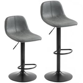 Harcour Grey Steel Bar Stool Set of 2 - 37cm