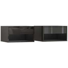 Stahall Black Wall Mounted Bedside Table Set of 2 - 37cm