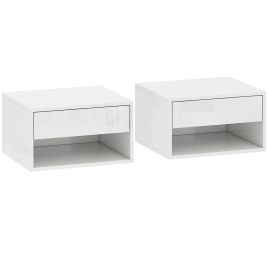 Stahall White Wall Mounted Bedside Table Set of 2 - 37cm