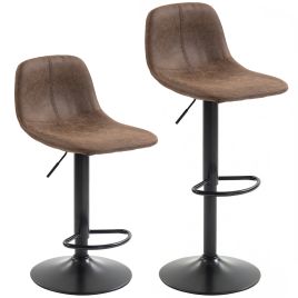 Harcour Brown Steel Bar Stool Set of 2 - 37cm