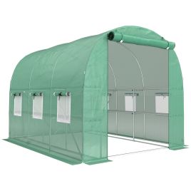 Velara Green Steel Greenhouse with Shelves - 198cm