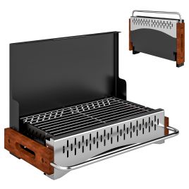 Norora Black Stainless Steel Barbecue Grill with Removable Charcoal Basin - 34cm