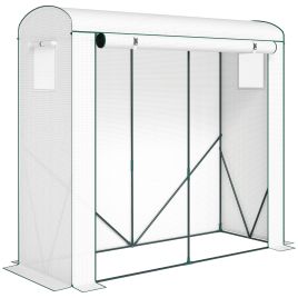 Briheir White Steel Greenhouse with Roll-Up Door and 2 Mesh Windows - 200cm